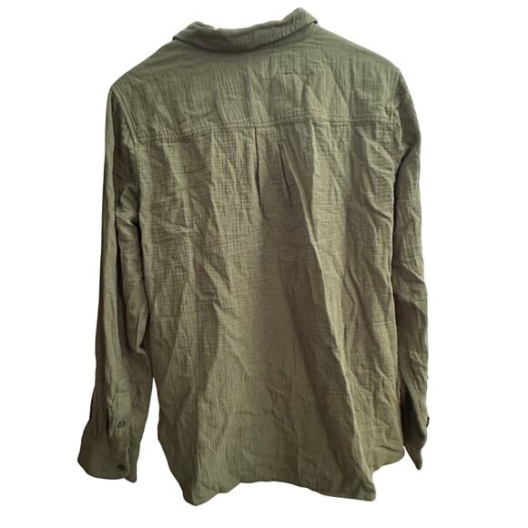 J.Crew Womens Green Linen Button-Up Shirt Size L Long Sleeve Casual Lightweight - Picture 3 of 5